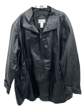 Plus Size 26W Via Accenti Black Leather Jacket Size 26W